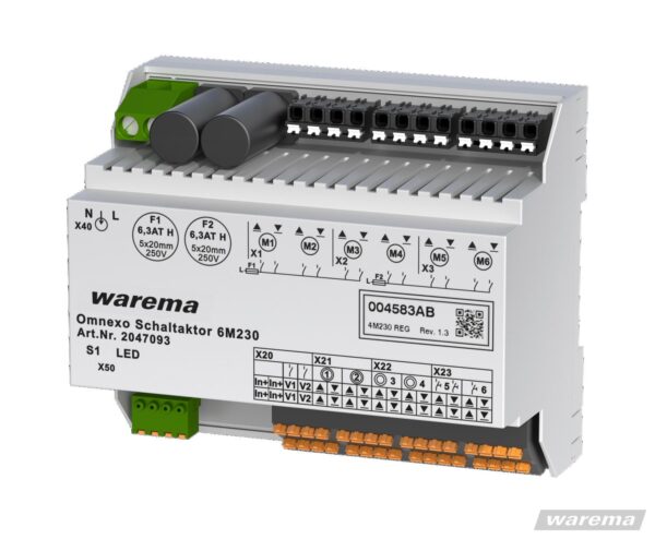 Omnexo Schaltaktor zur zentralen Bedienung von 230 V Sonnenschutzantrieben